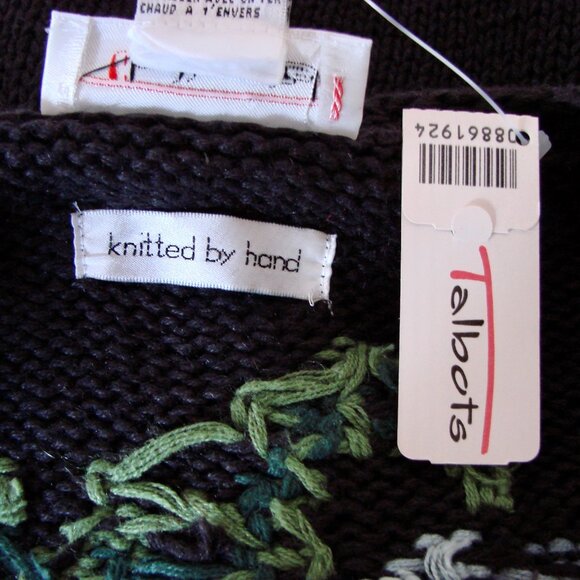 Talbots Hand Knit Chunky Cardigan Sweater Floral Tapestry Cottagecore NEW Large - Picture 4 of 16